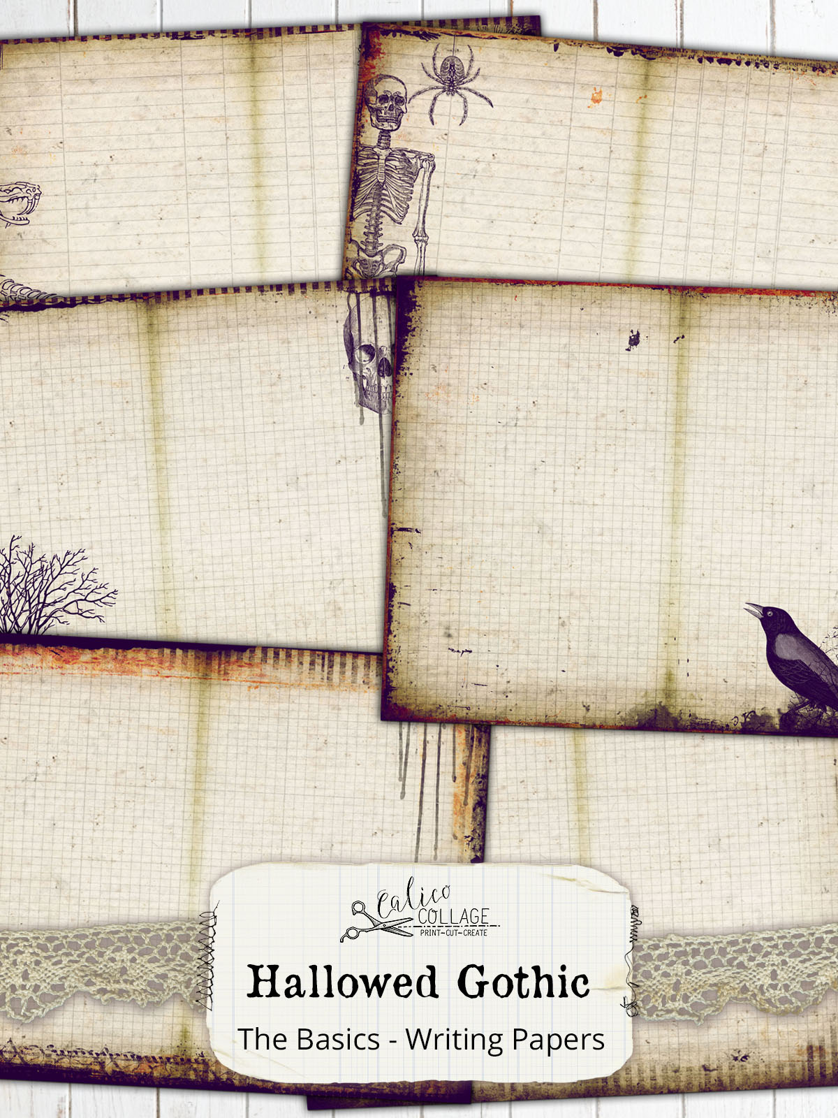 Hallowed Gothic Printable Junk Journal Papers