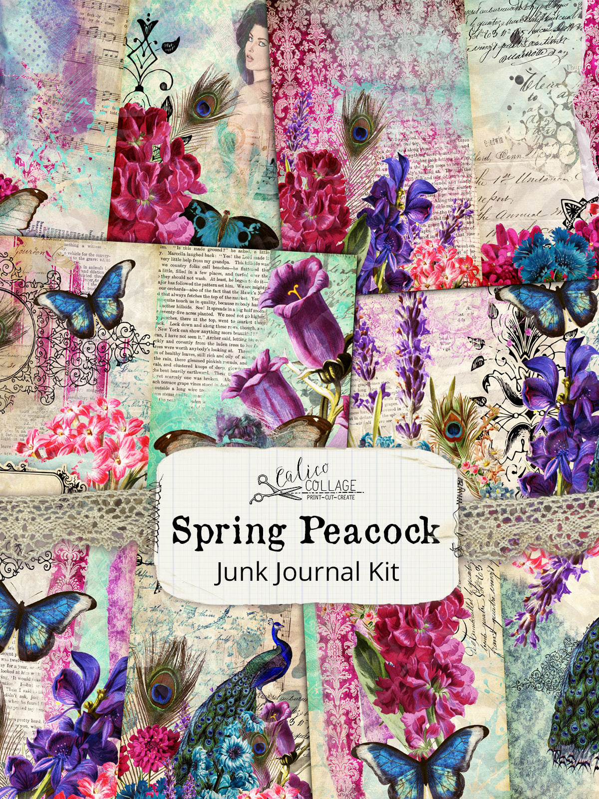 Spring Peacock Junk Journal Kit