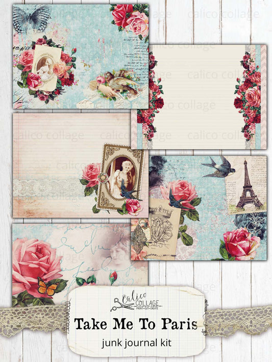 Take Me To Paris Junk Journal Kit, French Ephemera