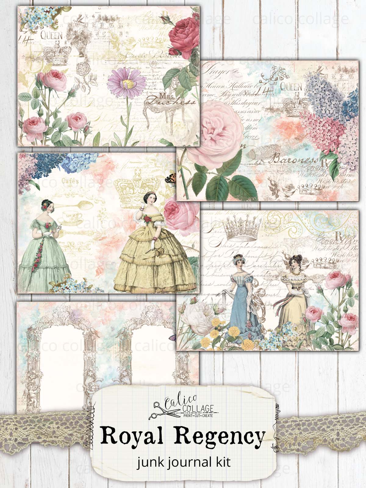 Royal Regency Junk Journal Kit, Printable Journal Supplies