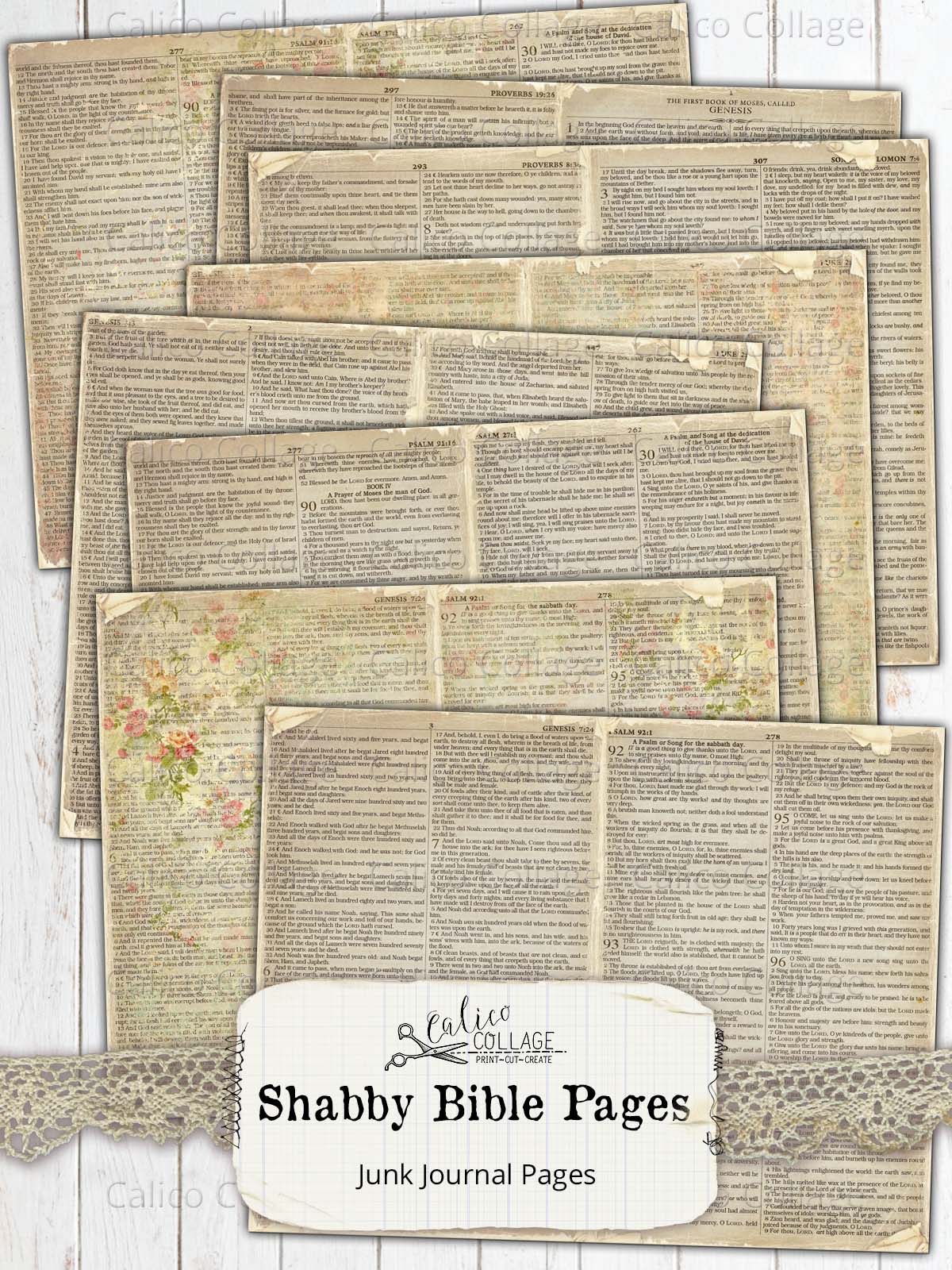 Shabby Bible Junk Journal Papers