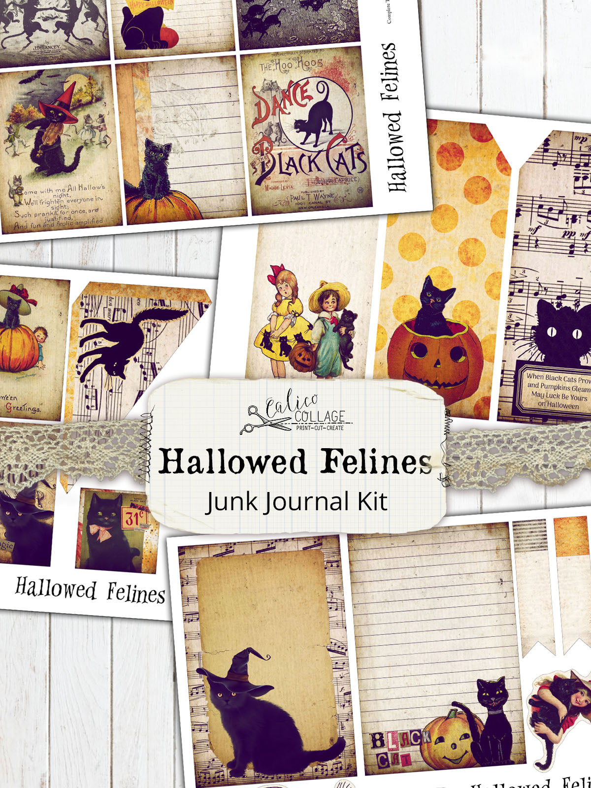Hallowed Felines Printable Junk Journal Kit