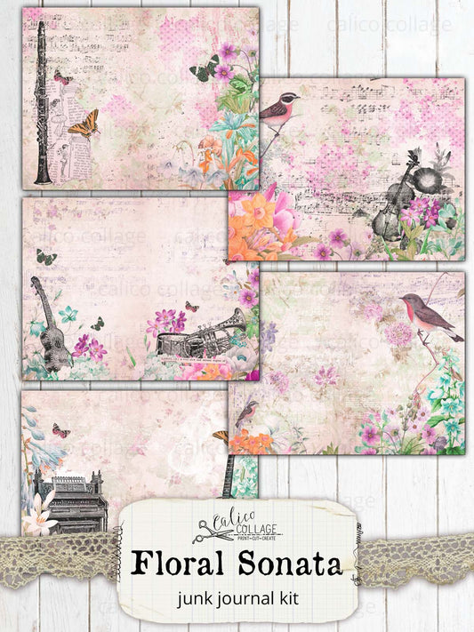 Music Junk Journal Kit, Floral Sonata