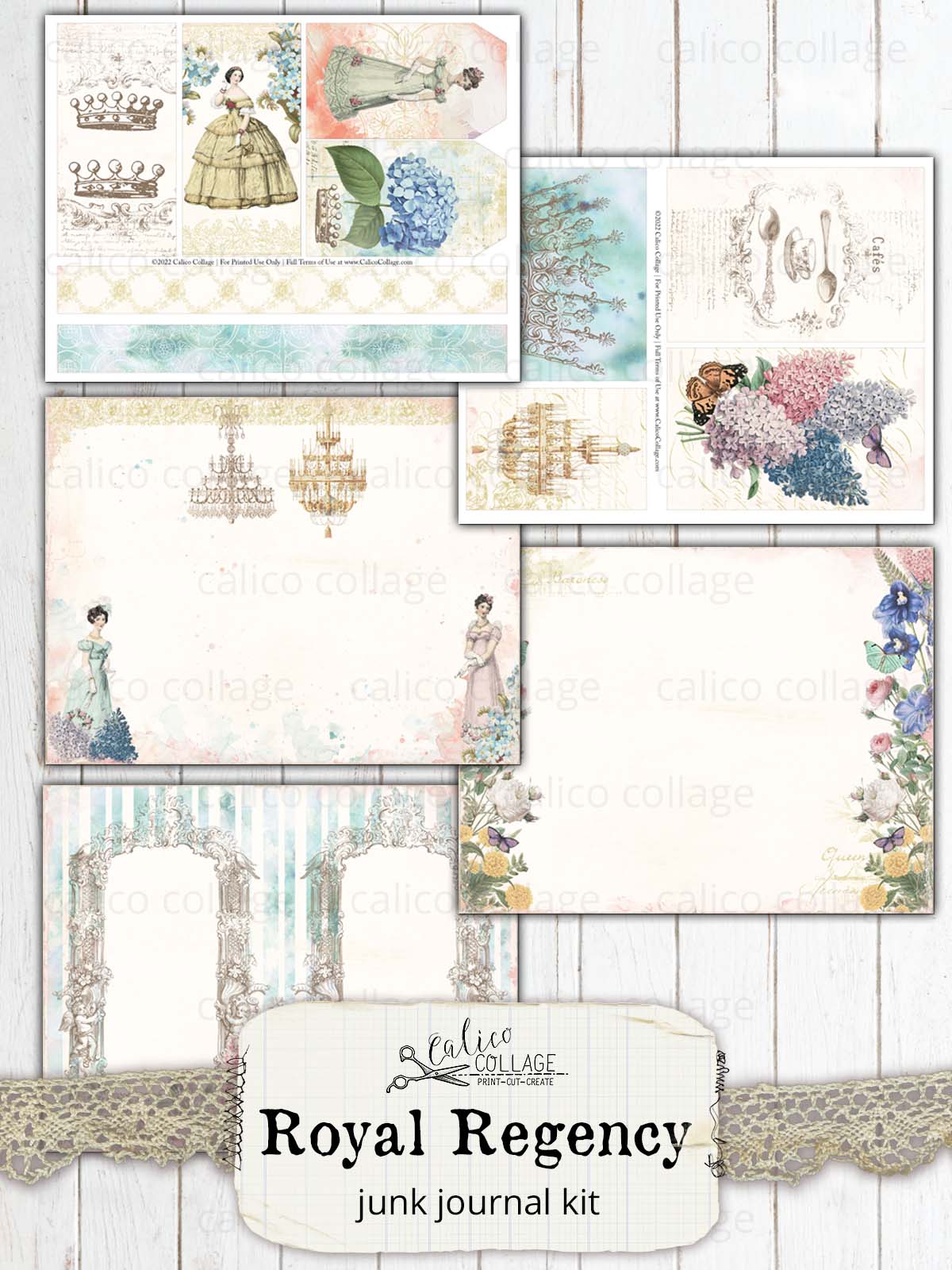 Royal Regency Junk Journal Kit, Printable Journal Supplies