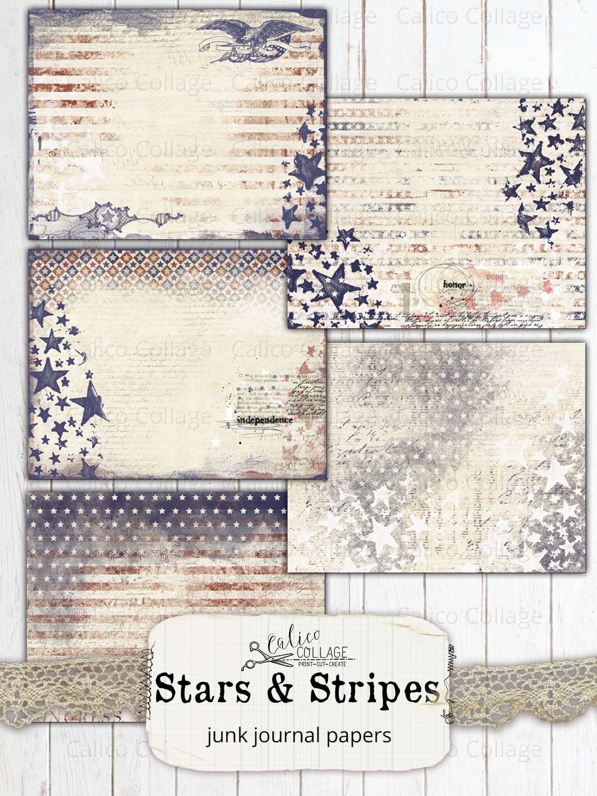 Stars & Stripes Junk Journal Papers