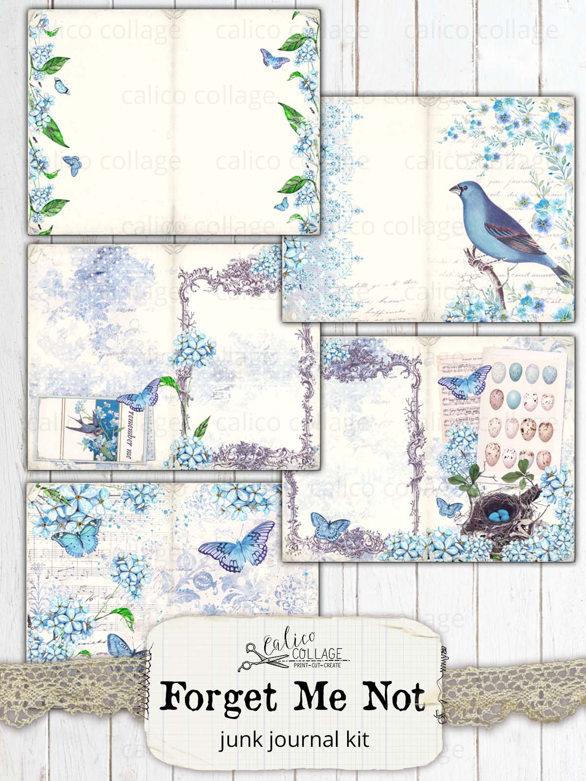 Forget Me Not Junk Journal Kit