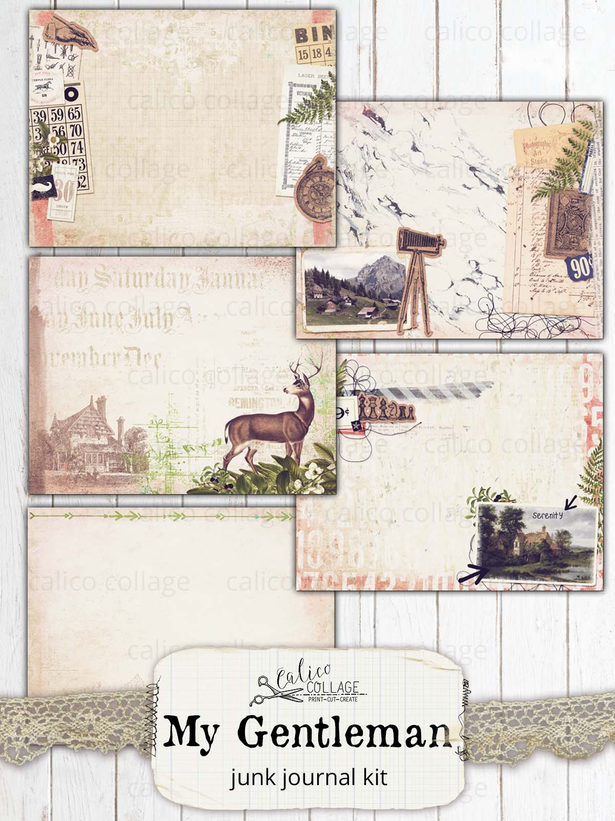 Masculine Printable Junk Journal Kit