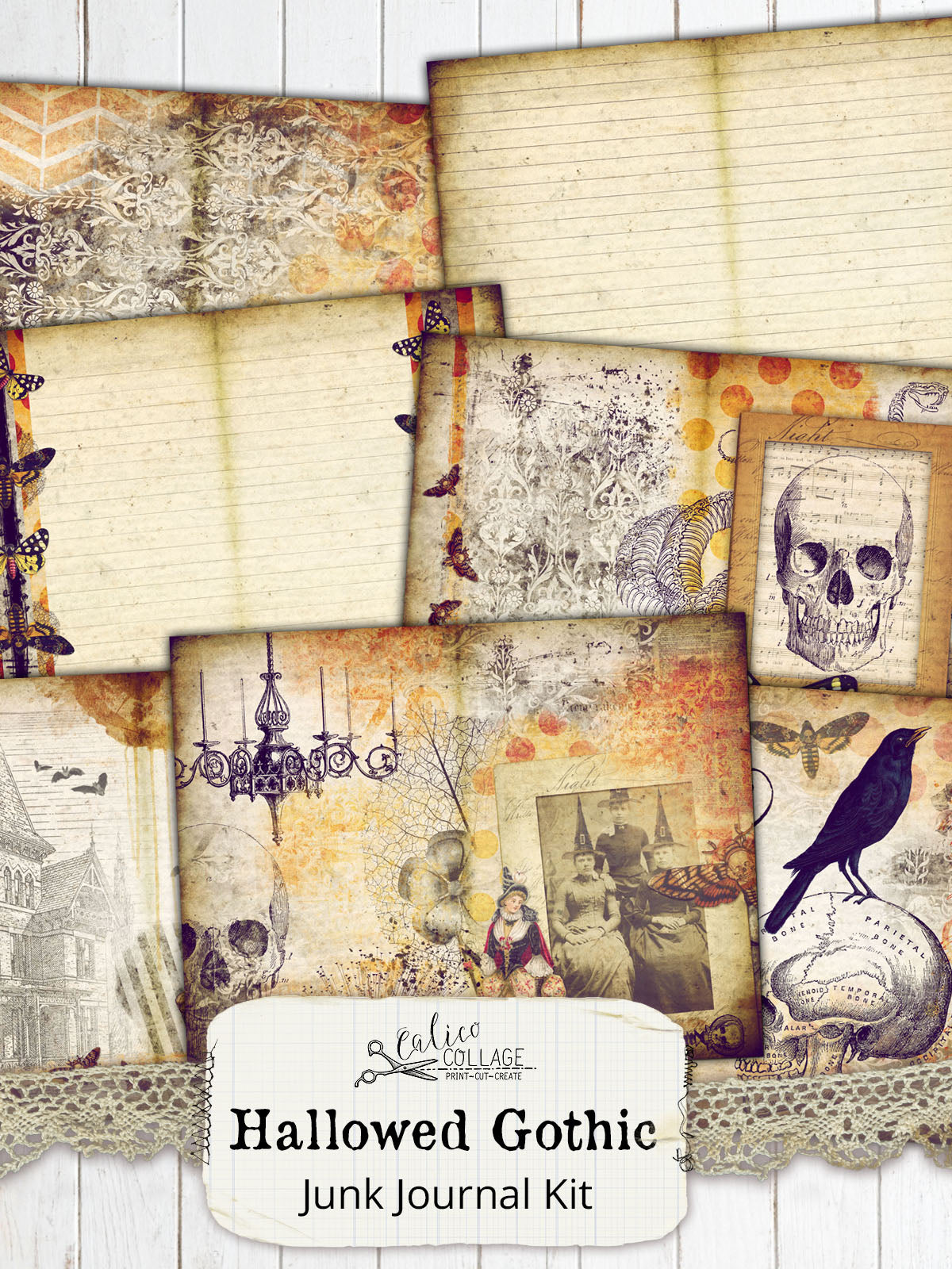 Hallowed Gothic Printable Junk Journal Kit