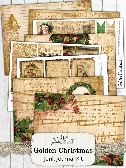 Golden Christmas Printable Journal Kit