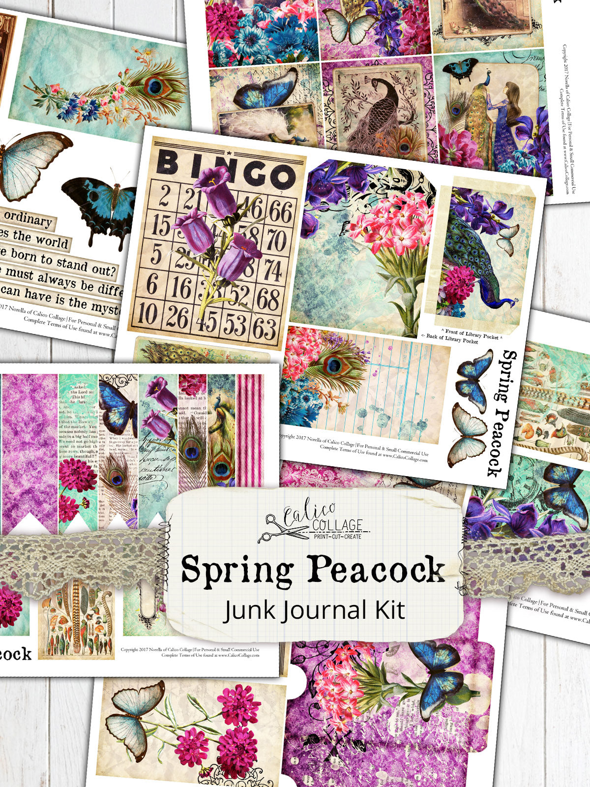 Spring Peacock Junk Journal Kit