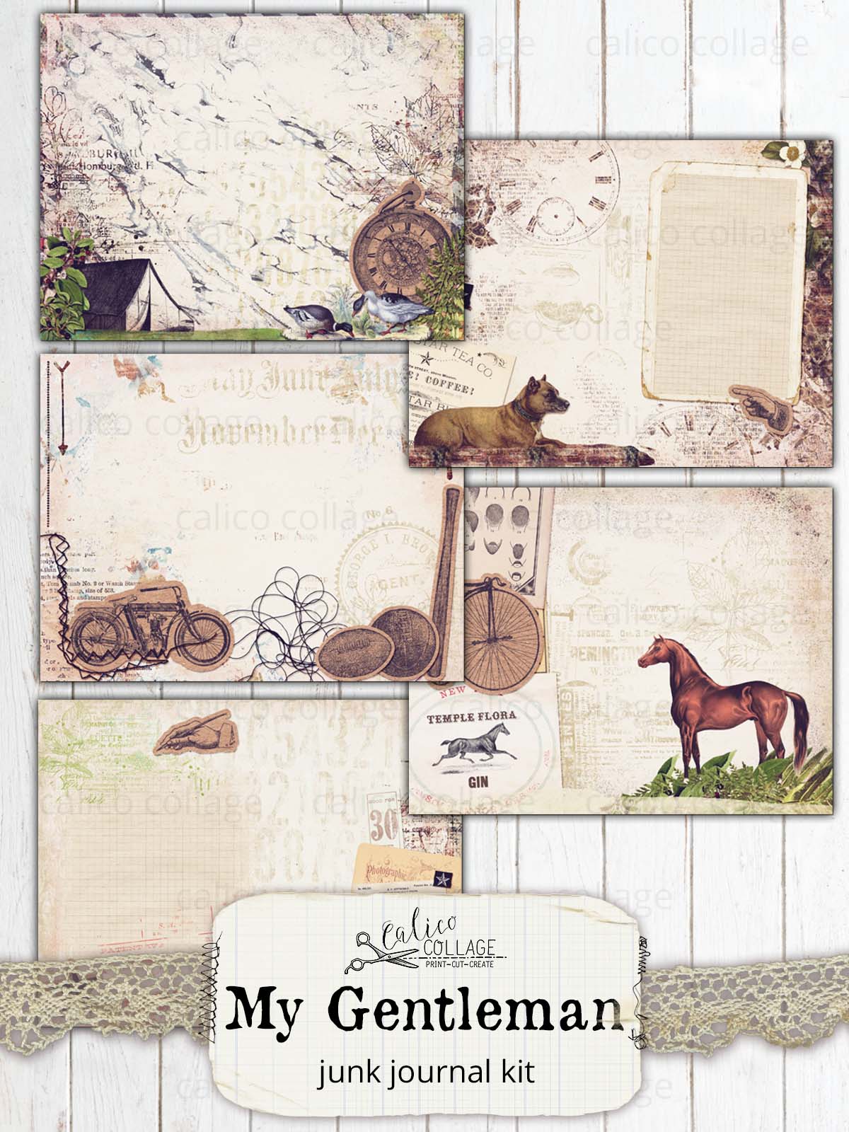 Masculine Printable Junk Journal Kit