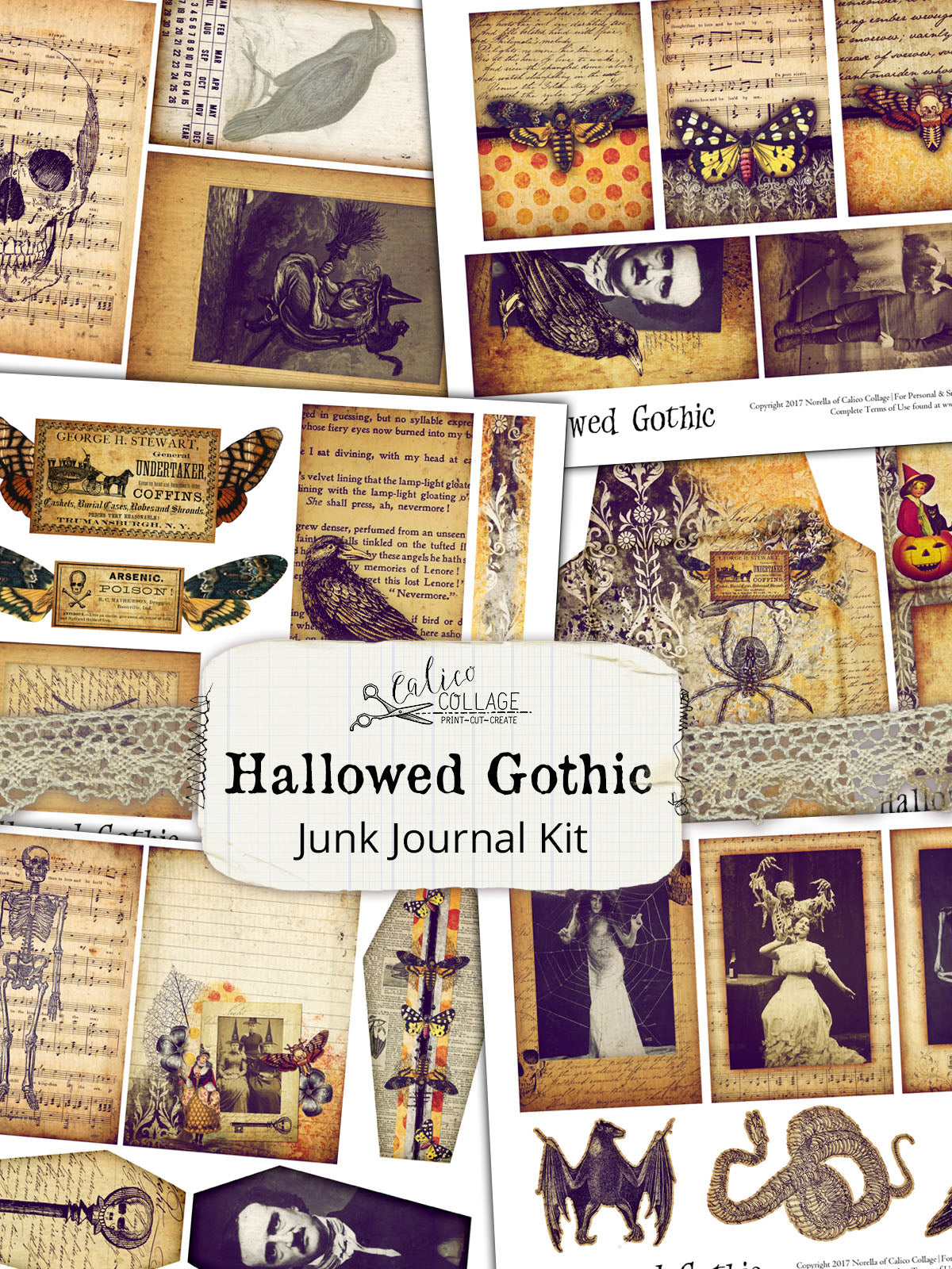 Hallowed Gothic Printable Junk Journal Kit