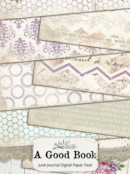 Book Junk Journal Papers, Junk Journal Printable