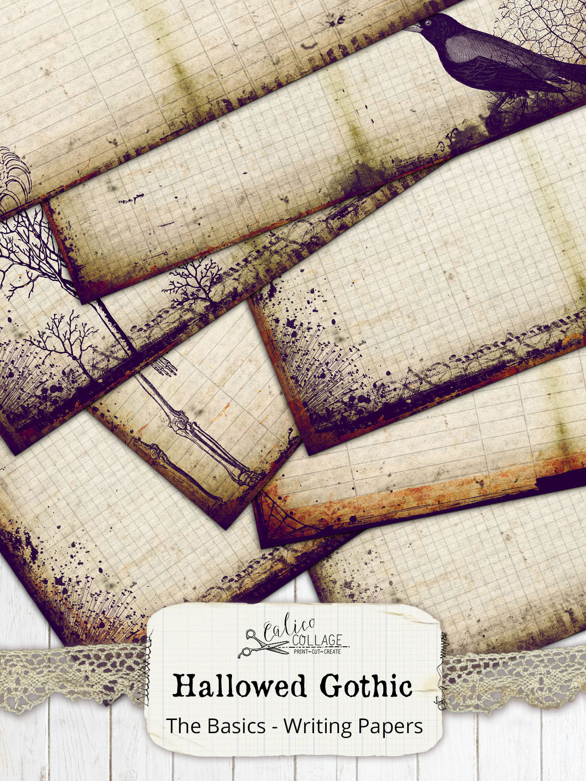Hallowed Gothic Printable Junk Journal Papers