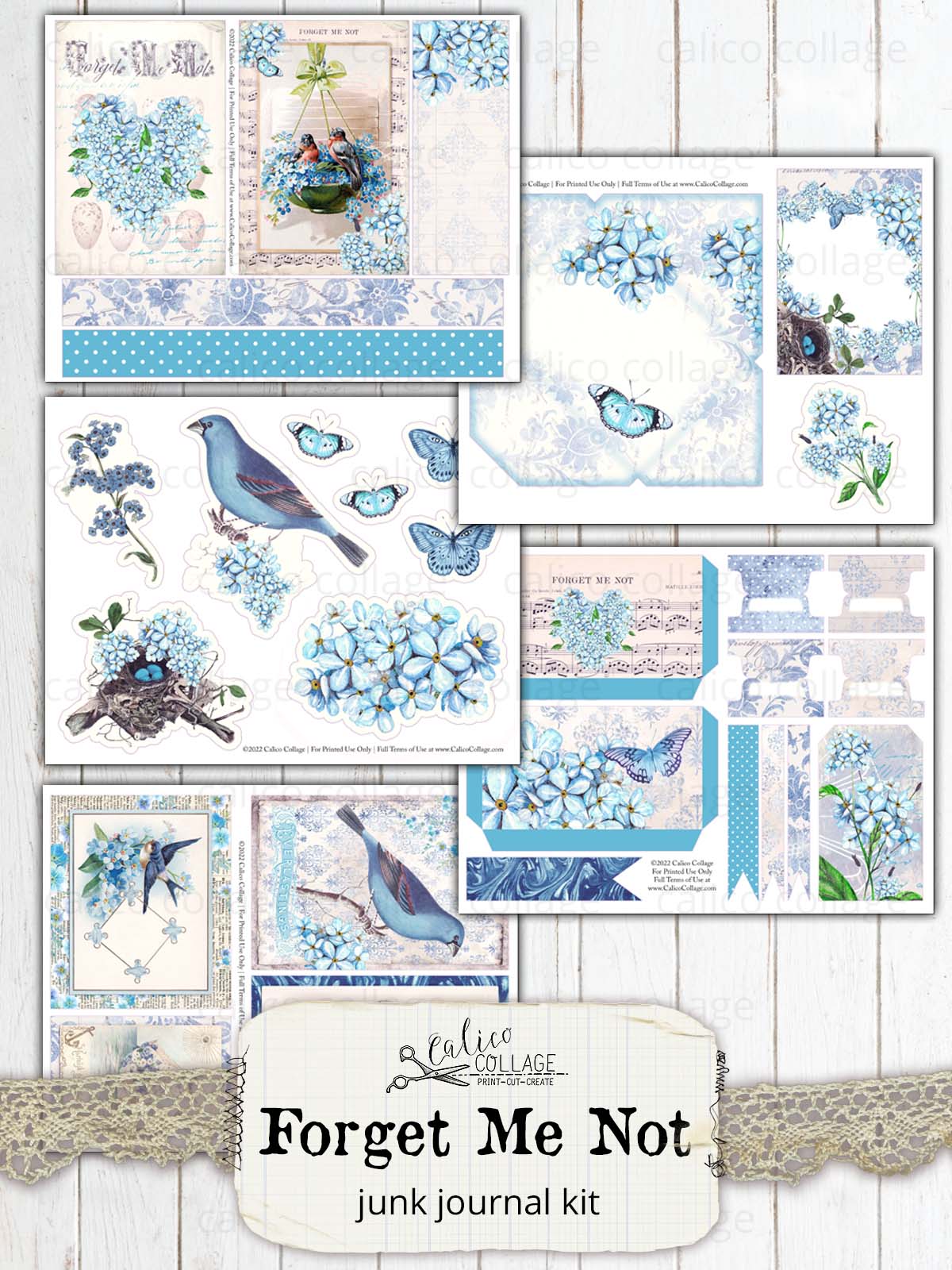 Forget Me Not Junk Journal Kit
