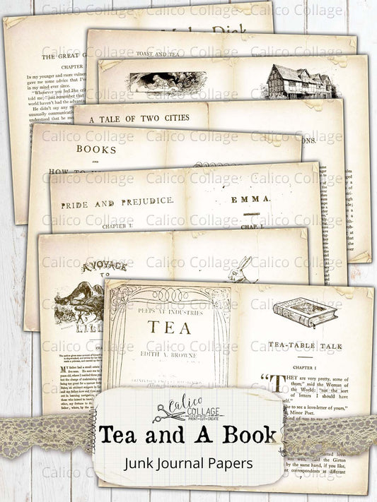 Vintage Tea Book Junk Journal Printable Ephemera
