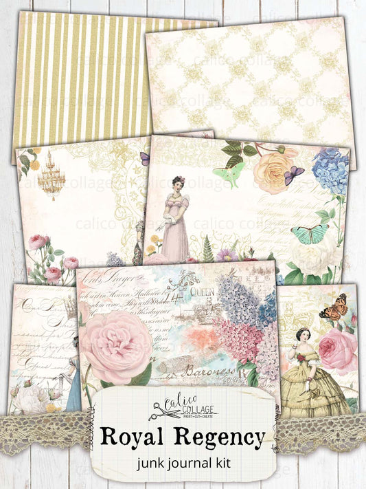 Royal Regency Junk Journal Kit, Printable Journal Supplies