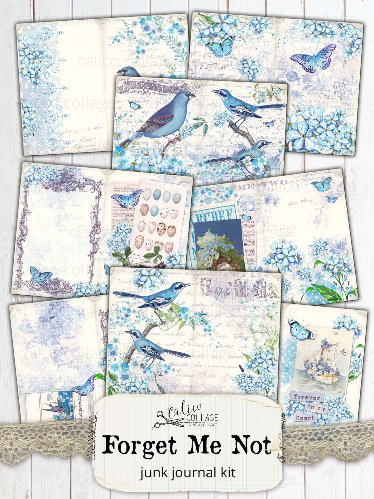 Forget Me Not Junk Journal Kit