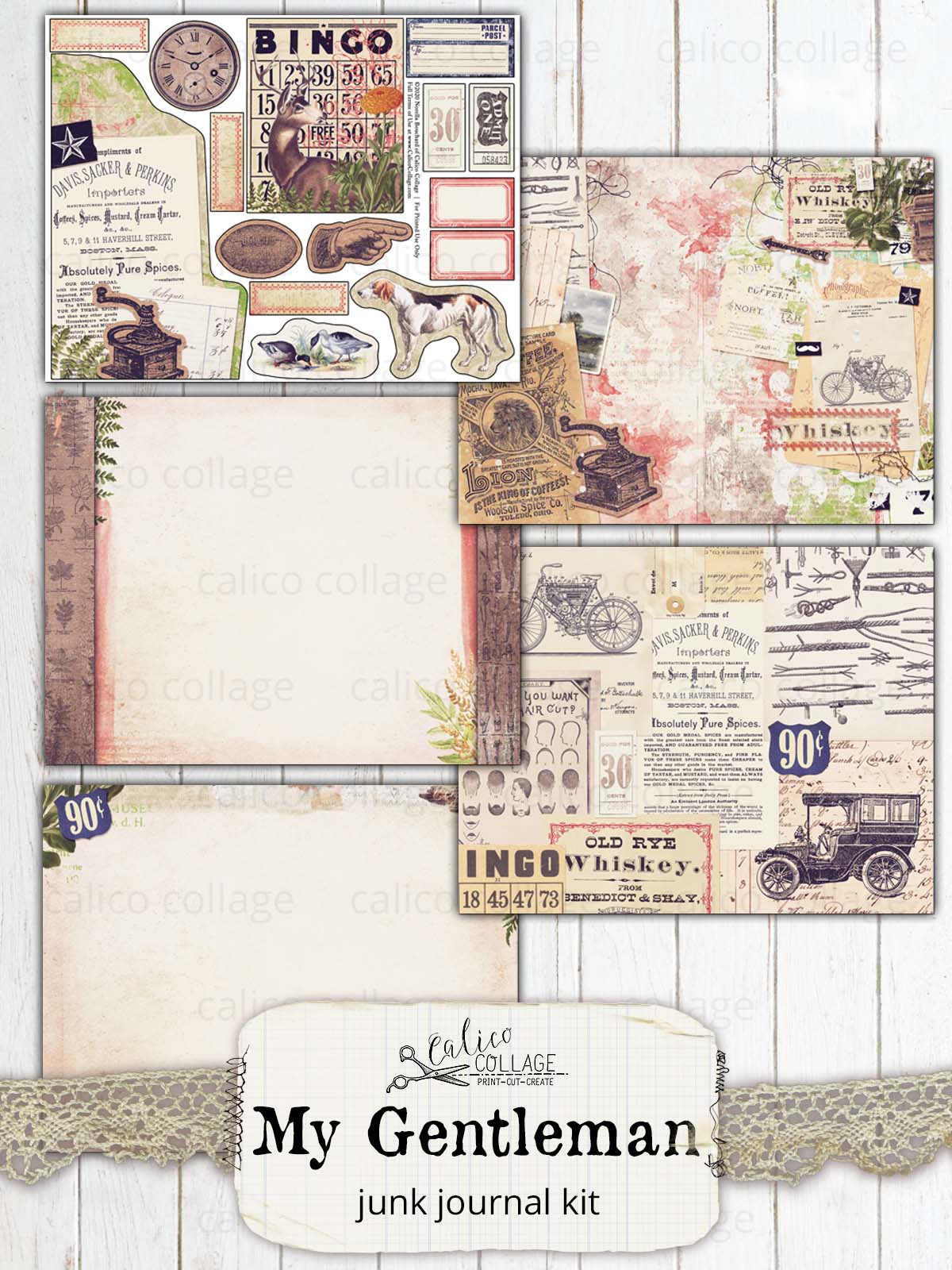 Masculine Printable Junk Journal Kit
