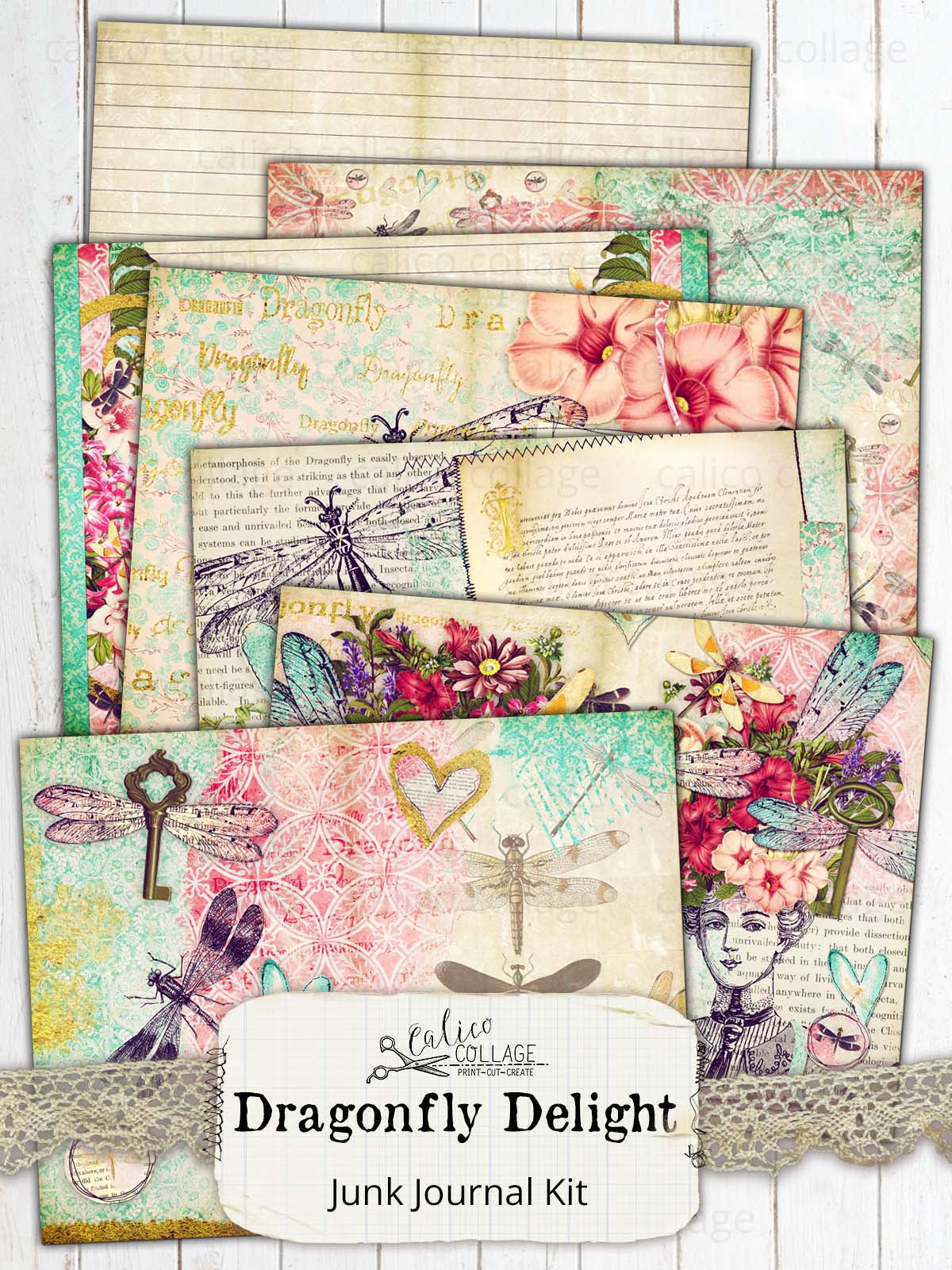 Dragonfly Delight Printable Junk Journal Kit