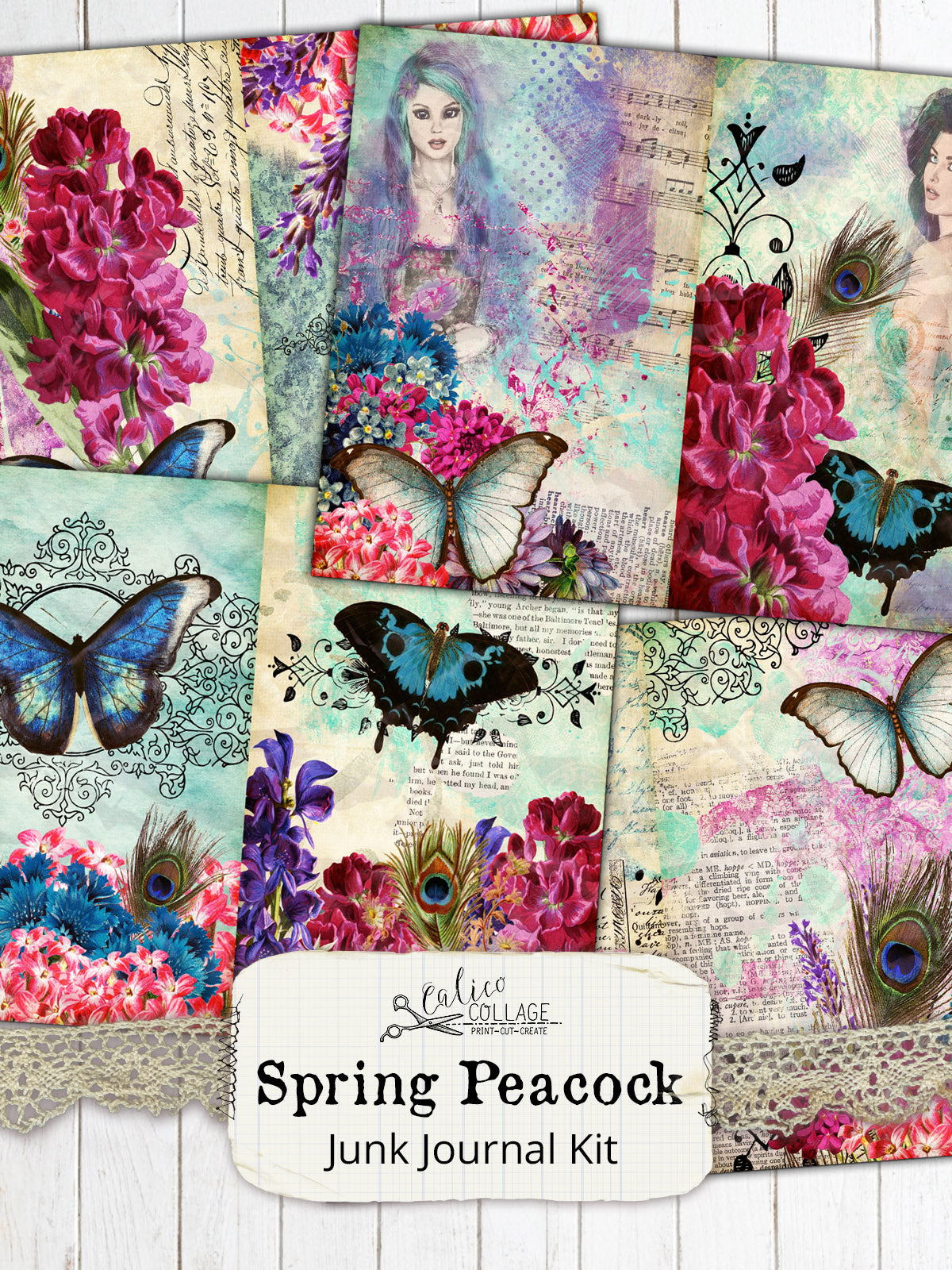 Spring Peacock Junk Journal Kit