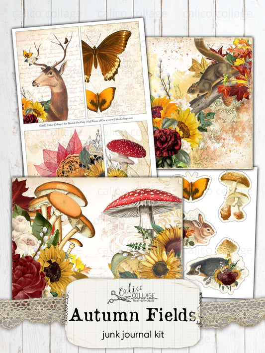 Autumn Junk Journal Printable, Autumn Fields