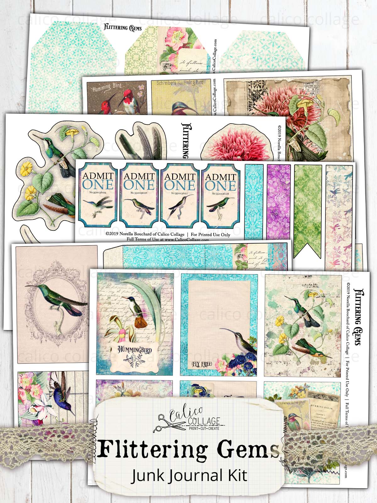 Flittering Gems Printable Junk Journal Kit