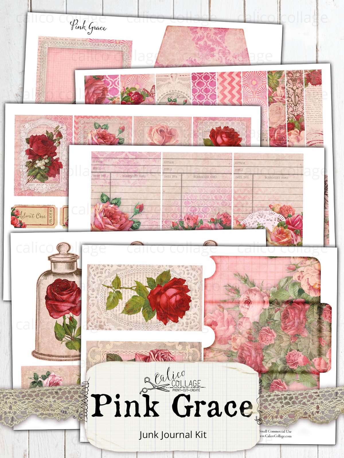 Pink Grace Printable Junk Journal Kit