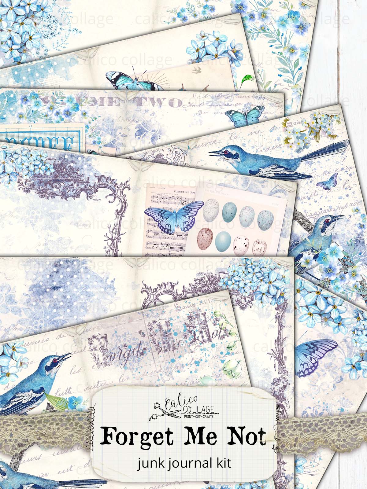 Forget Me Not Junk Journal Kit