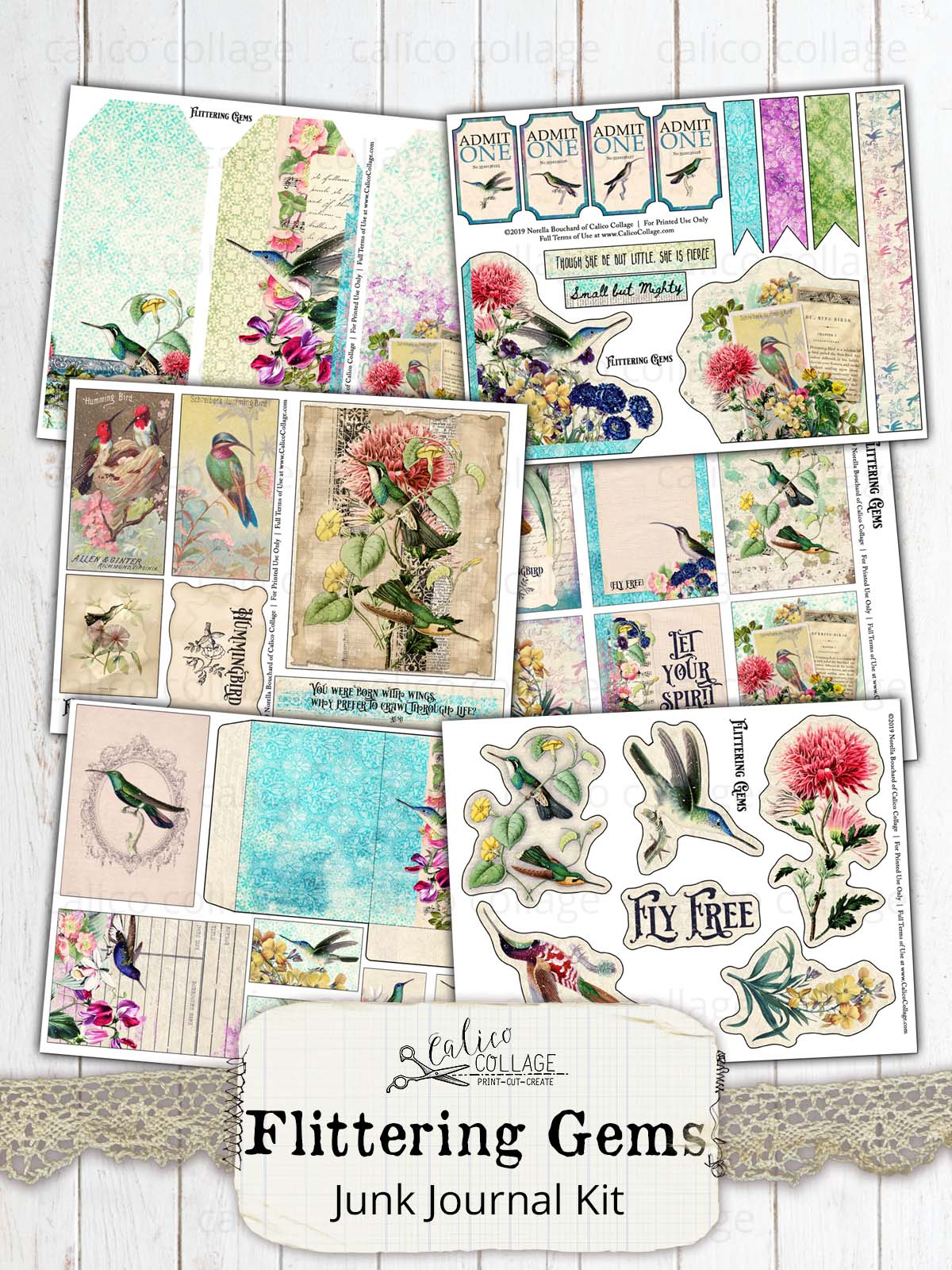 Flittering Gems Printable Junk Journal Kit