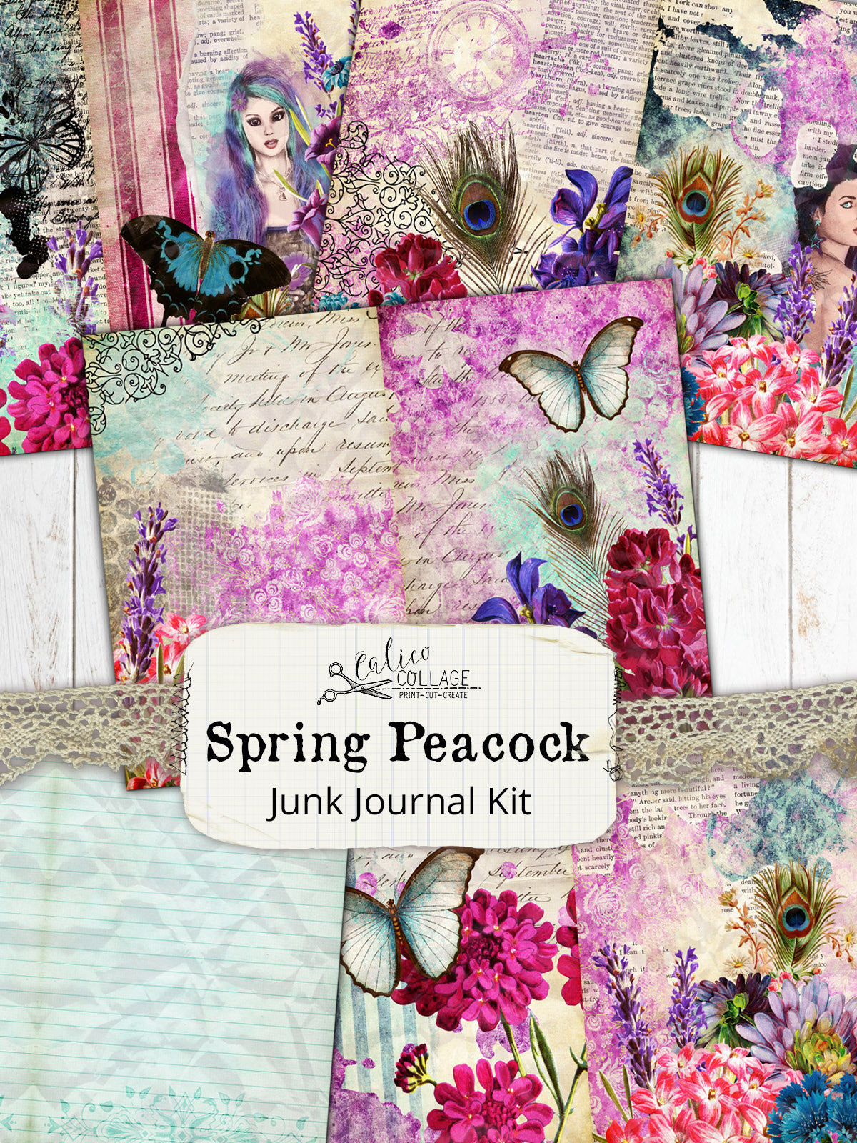 Spring Peacock Junk Journal Kit