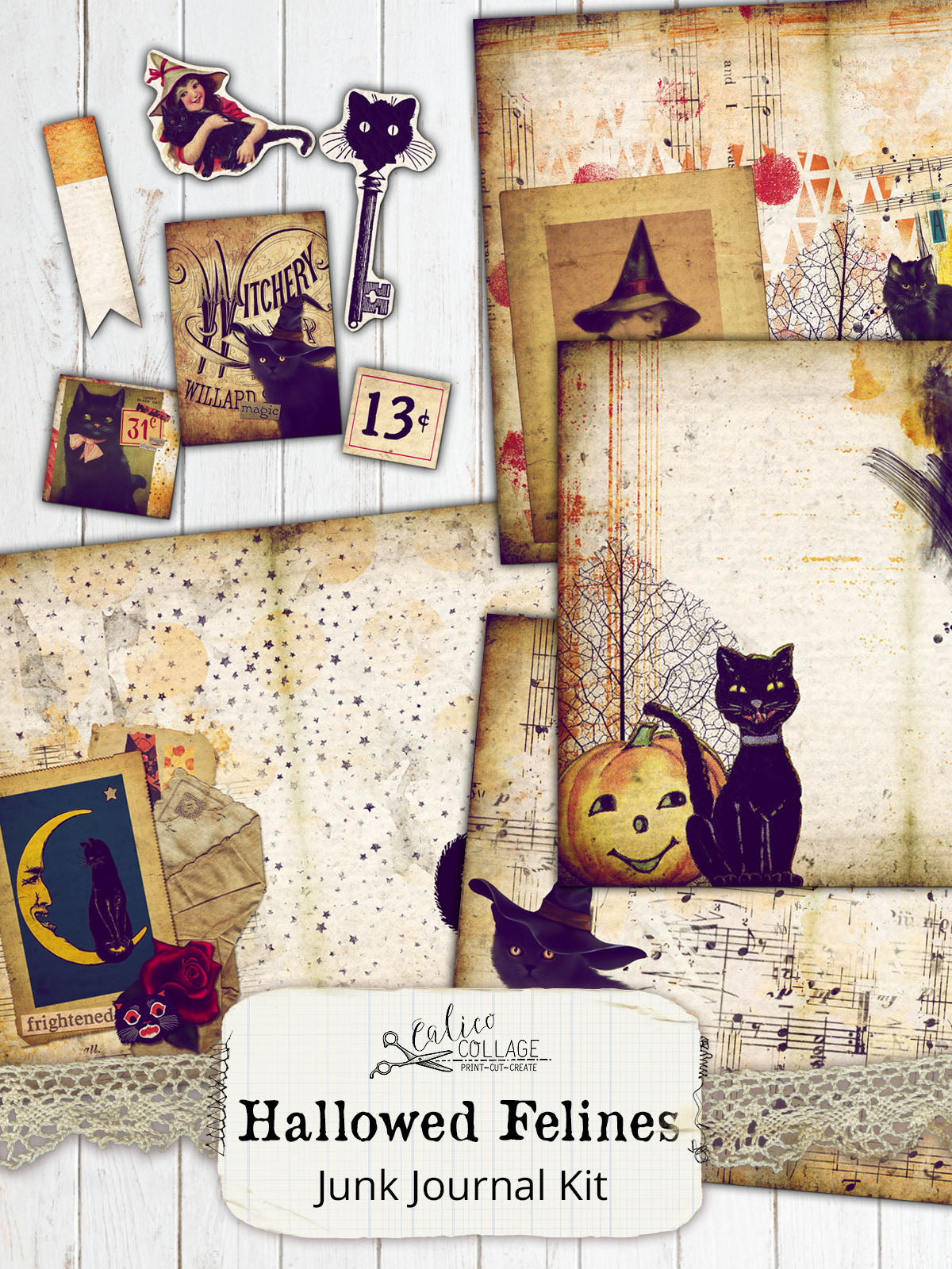 Hallowed Felines Printable Junk Journal Kit