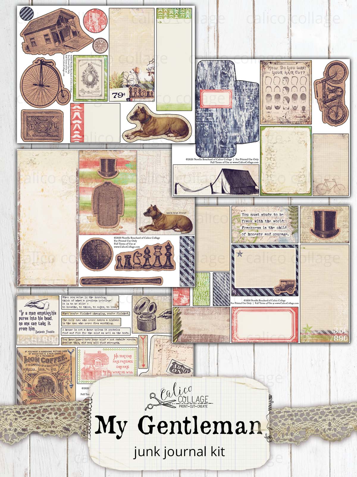 Masculine Printable Junk Journal Kit