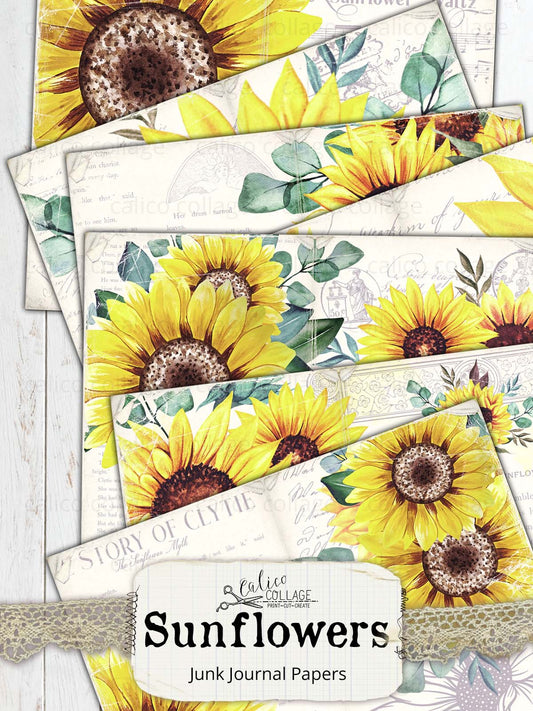 Sunflower Junk Journal Papers