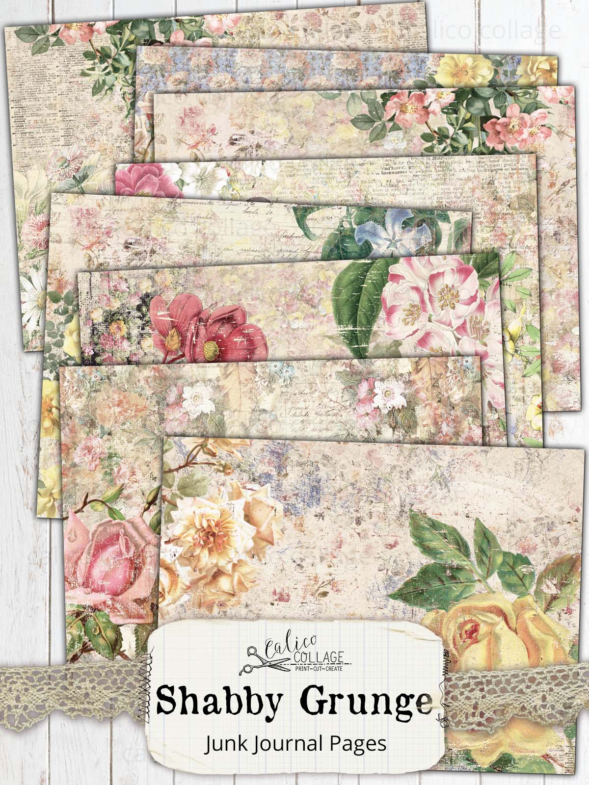 Shabby Grunge Junk Journal Papers