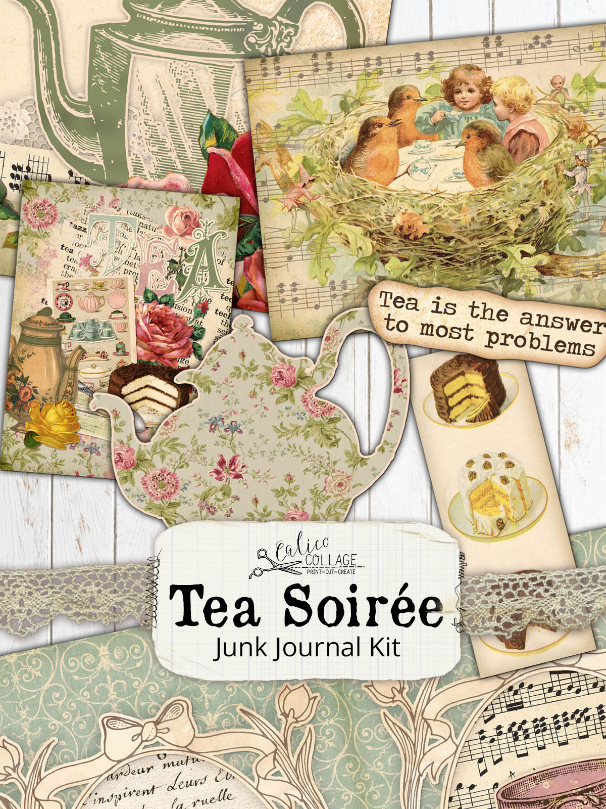 Tea Soiree Printable Junk Journal Kit