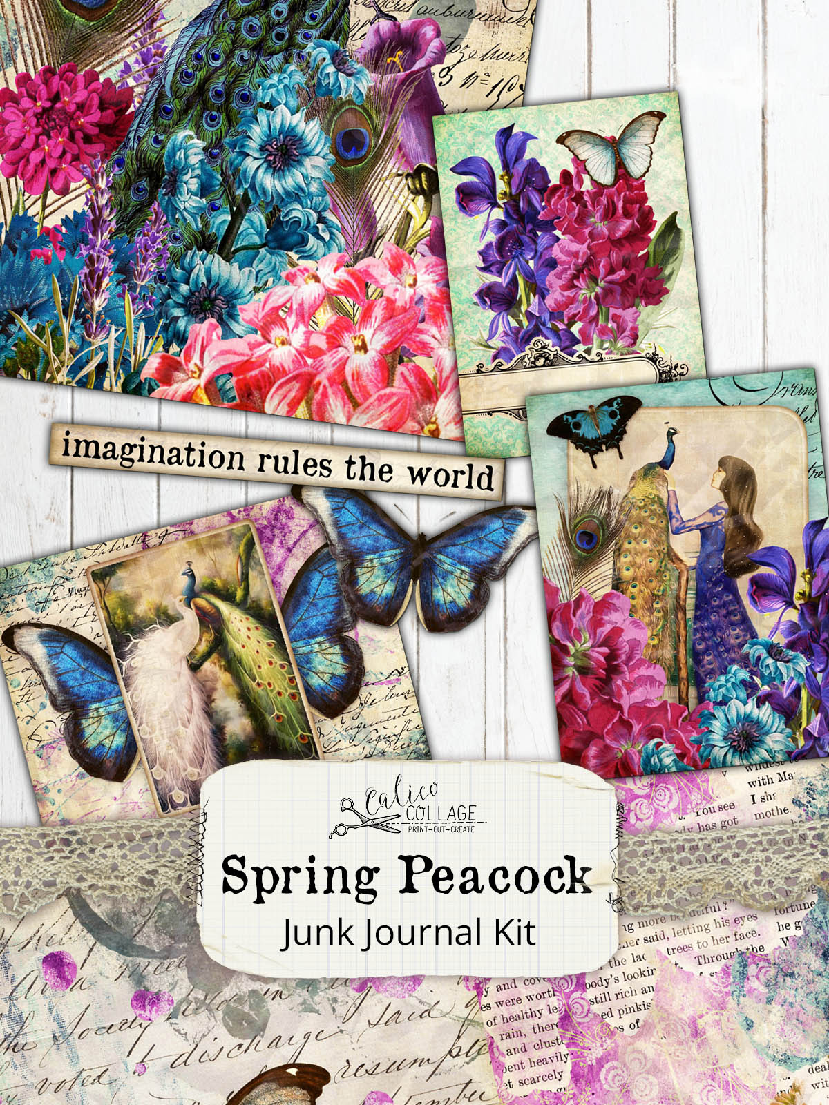Spring Peacock Junk Journal Kit