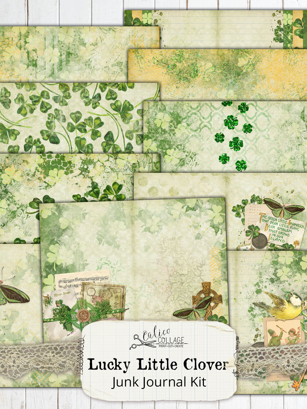 Lucky Little Clover Printable Junk Journal Kit