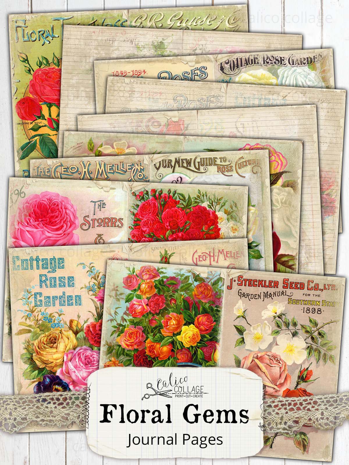 Embroidery Papers, Sewing and Crafts for Junk Journals