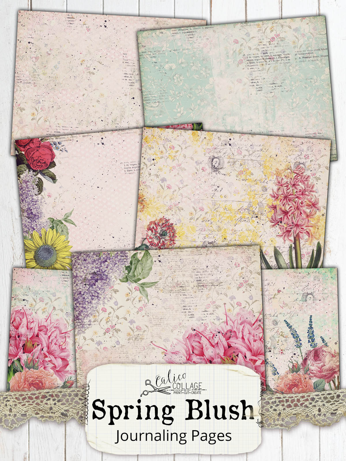 Spring Blush Junk Journal Papers