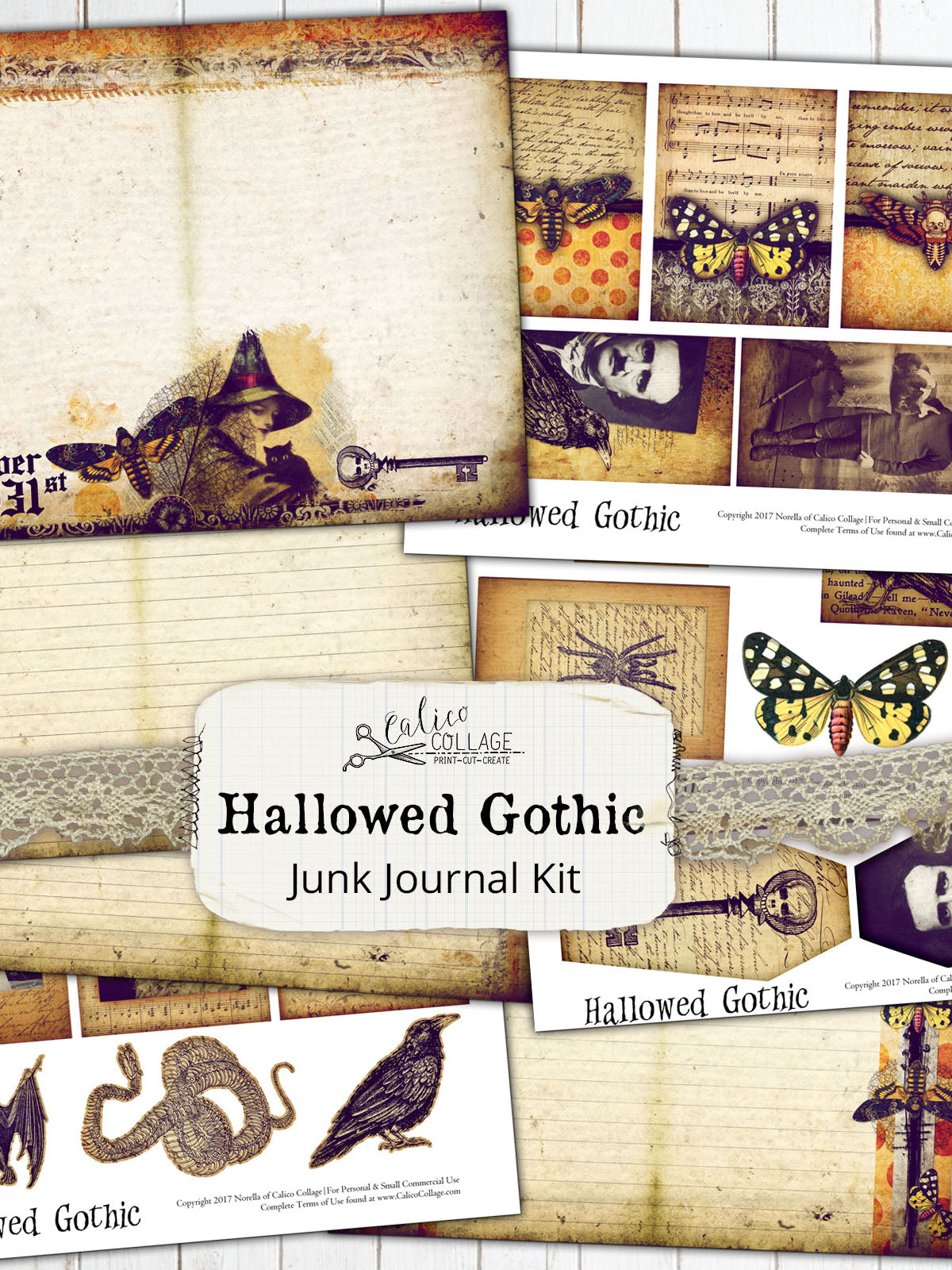Hallowed Gothic Printable Junk Journal Kit