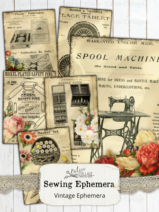 Sewing Ephemera Journaling Cards