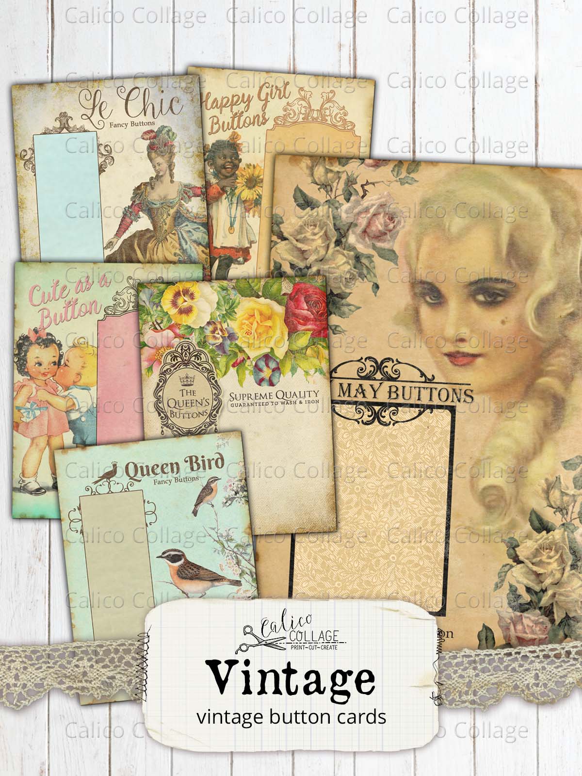 Printable Vintage Style Button Cards – CalicoCollage printable-vintage-style-button-cards-calicocollage