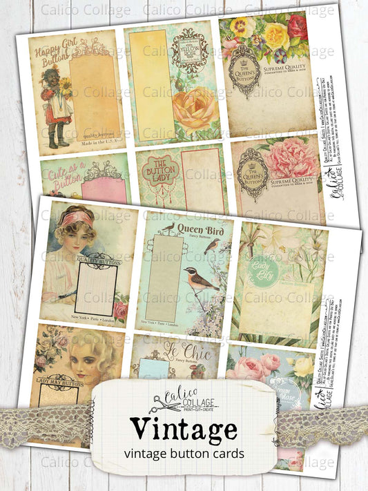 Printable Vintage Style Button Cards