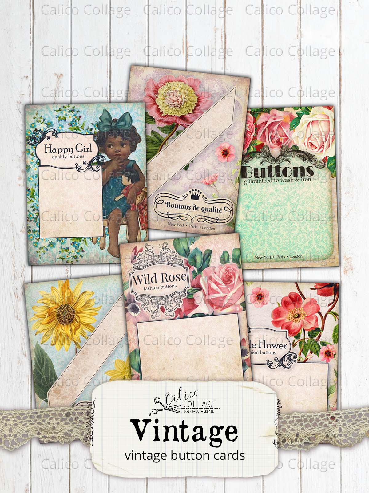 Printable Button Card Ephemera