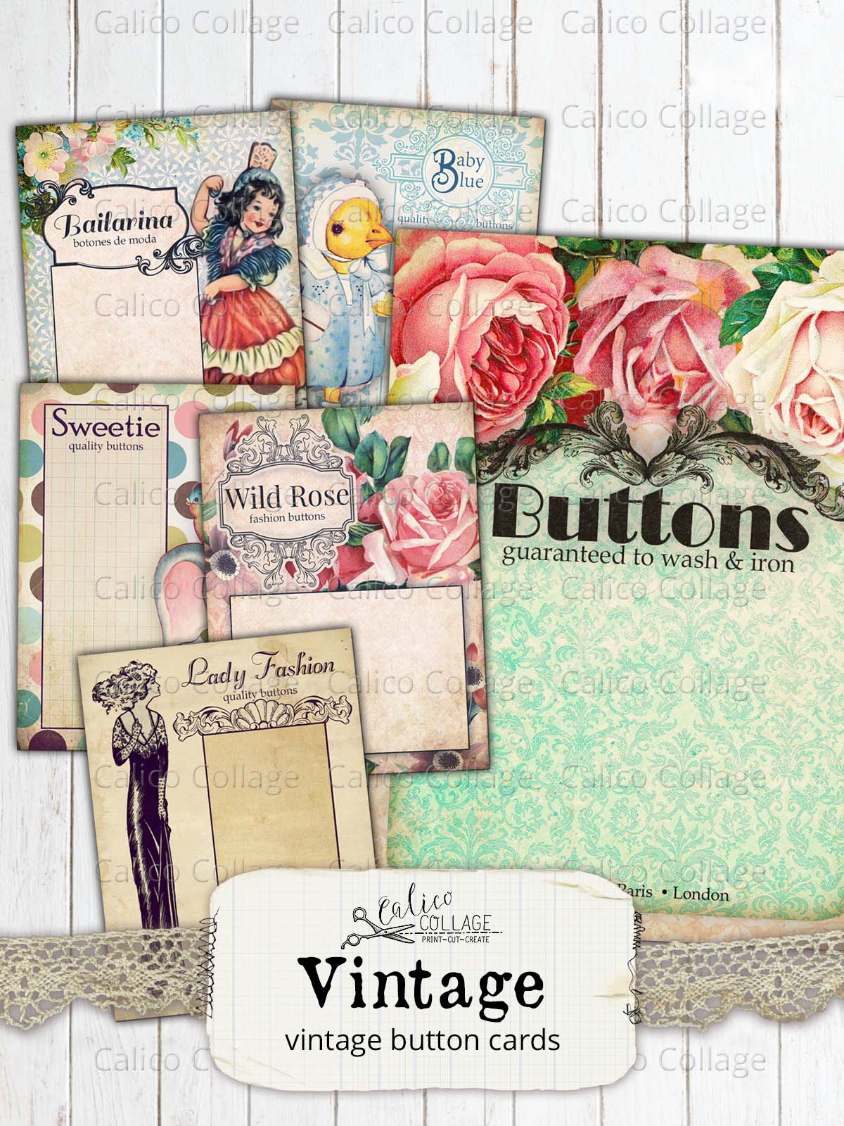 Printable Button Card Ephemera