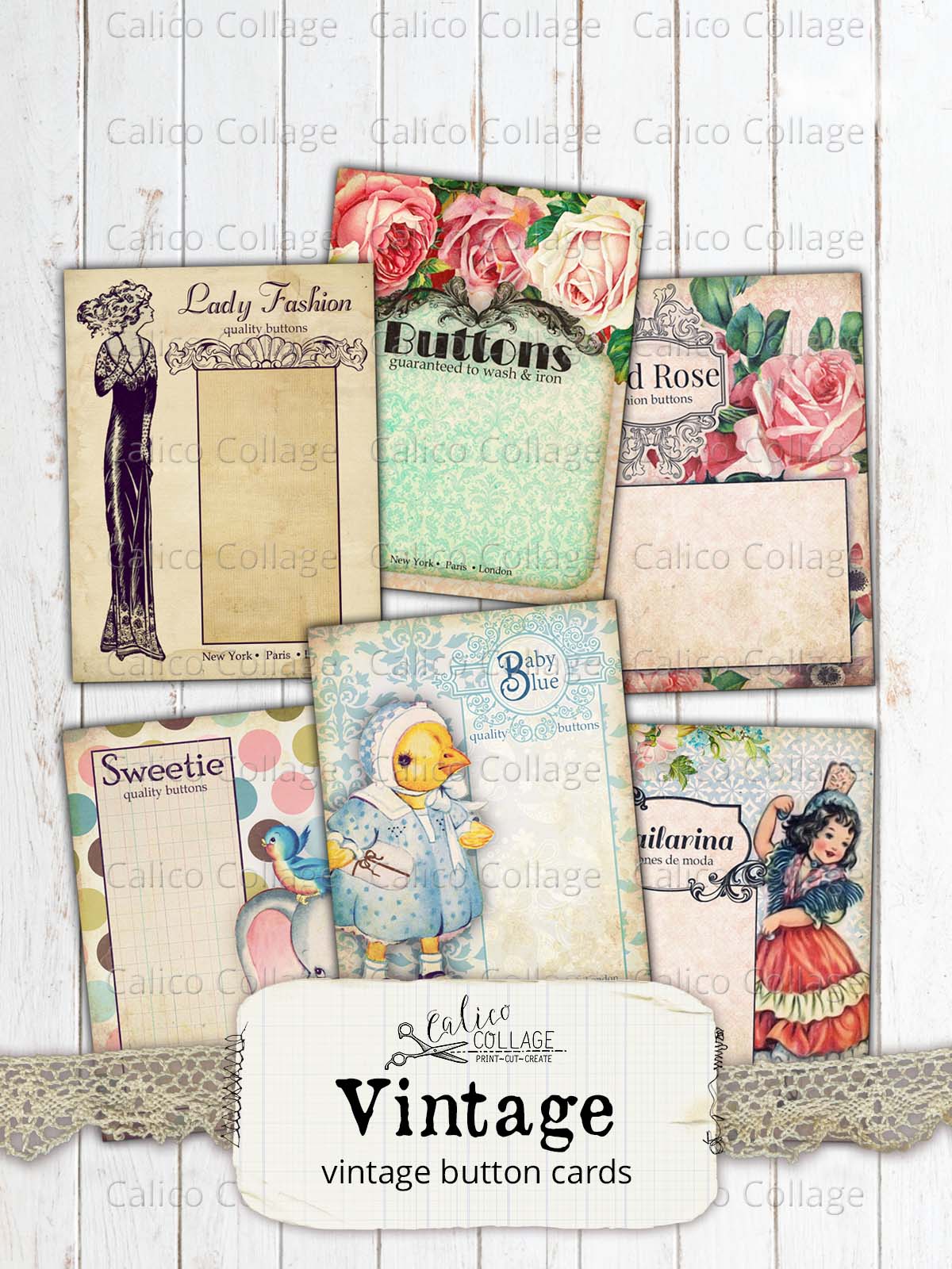 Printable Button Card Ephemera