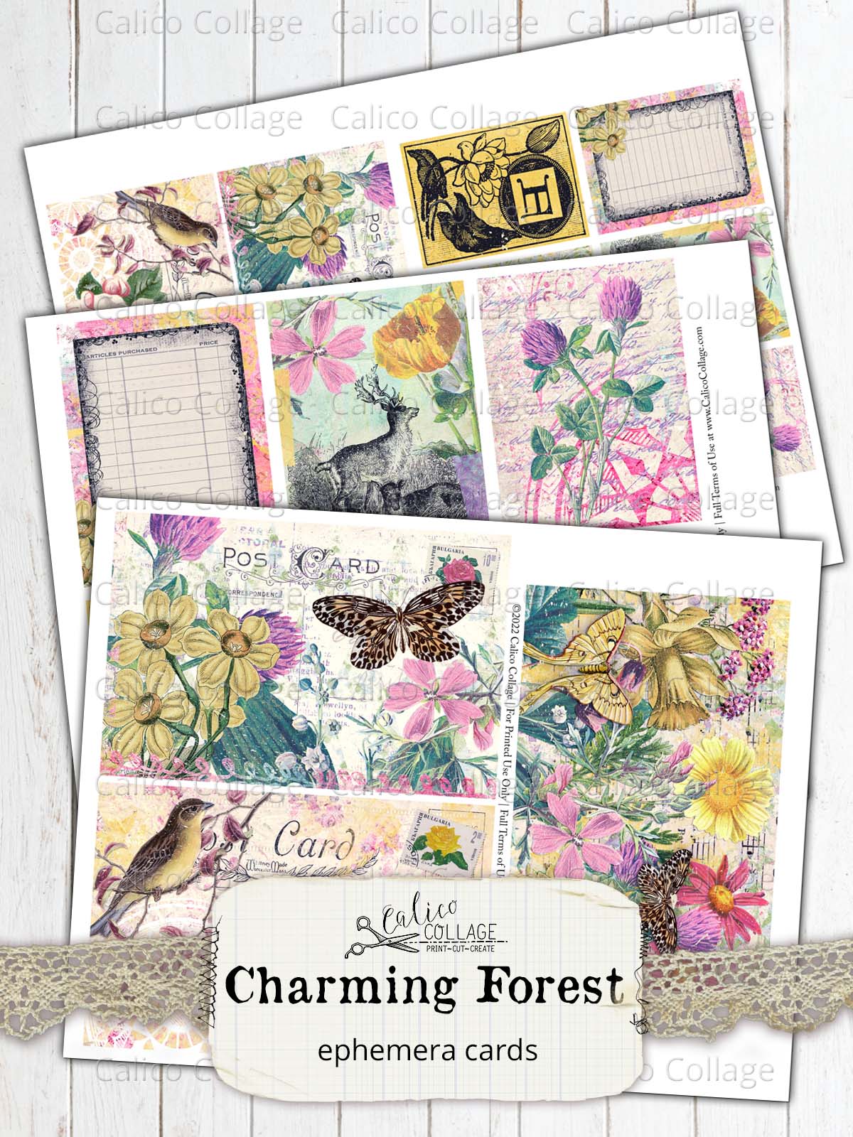Charming Forest Ephemera Cards