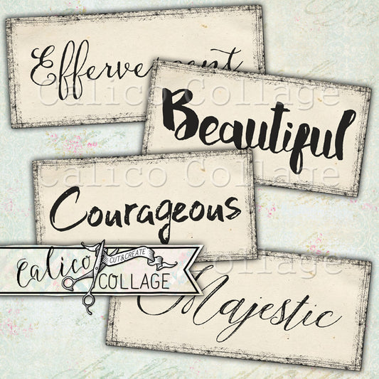 Printable Words, Positive Mixed Media Words