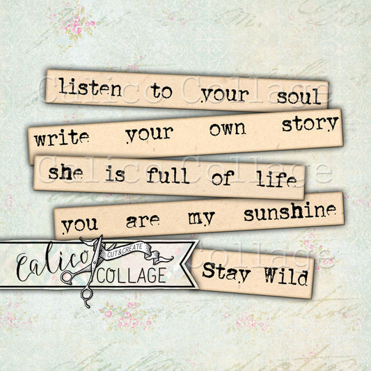 Positive Words & Sayings, Printable Mixed Media Words